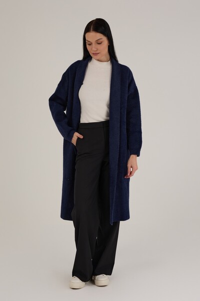 Jupe سترة نسائية طويلة ذات ياقة شال من أنجورا 1200