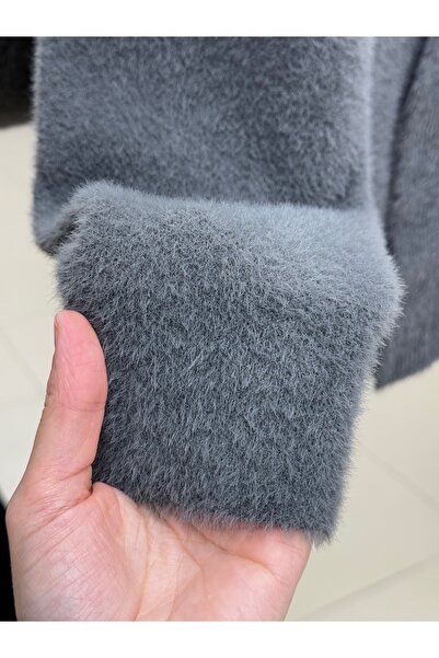 BENAHOLL Golnaz Tied Bearded Double-Breasted Cardigan-Kr5031 Anthracite