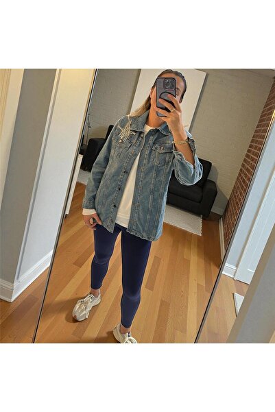 MU&ME BOUTİQUE Stone-Embroidered Jean Jacket