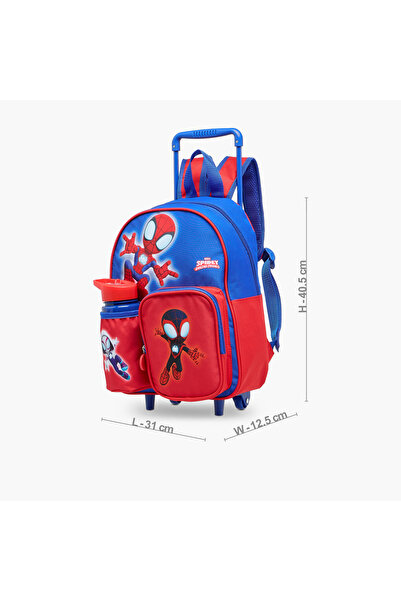 Marvel Spider-Man 3-Piece School Trolley Bag Set for Boys 5-8 Years with Lunch Bag and Pencil Pouch
