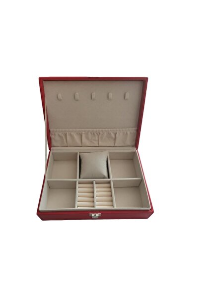 Cadouridiversity -leather jewelry box, red, velvet interior, 23 x 17 cm (R07-02)