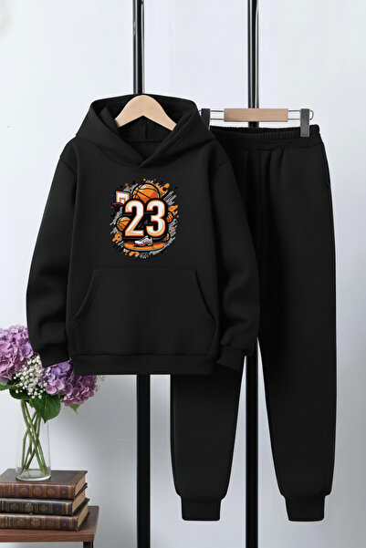 FYK KİDS 3 Yarn Ş cu căptușeală din fleece Winter Basketball B cu imprimeu Ka...