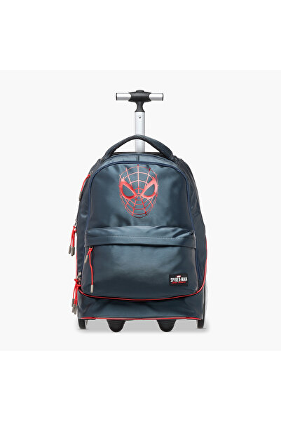 Marvel Spider-Man Print Trolley Bag with Retractable Handle and Zip Closure
