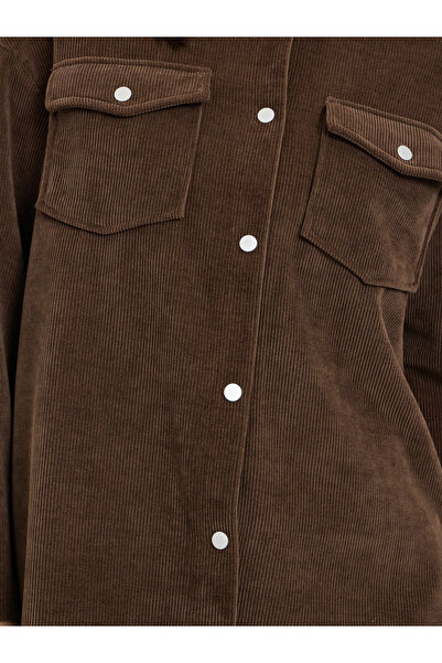 Styli Brown Oversized Corduroy Shacket