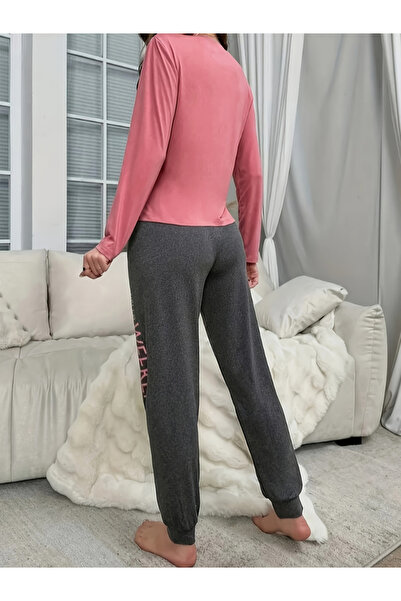 Take Two By Styli Slogan Text Print T-Shirt and Pyjama Set