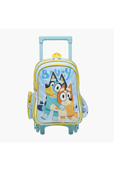 babyshop حقيبة ظهر بعجلات مطبوعة بنقشة بلوي مع مقبض قابل للسحب وسحاب للإغلاق ...