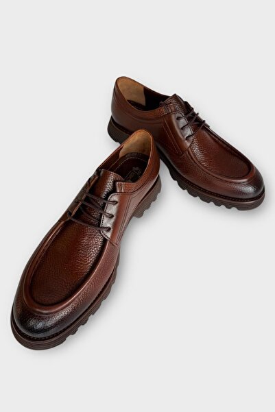 Liger Чоловічі черевики з натуральної шкіри на шнурівці з товстою підошвою КОРИЧНЕВІ