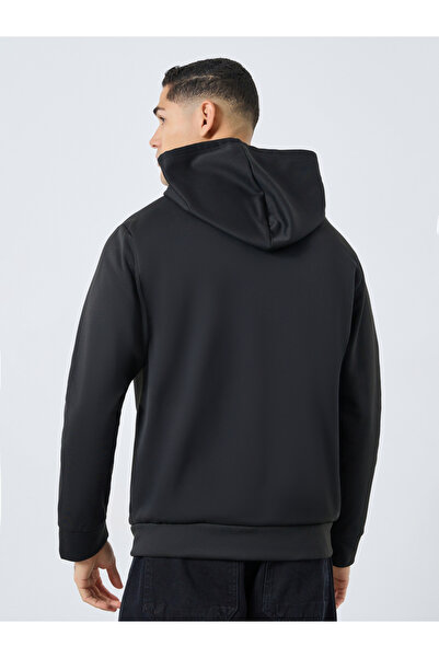 Take Two By Styli Men Black Zip-Up Inner Fleece Hooded Jacket
