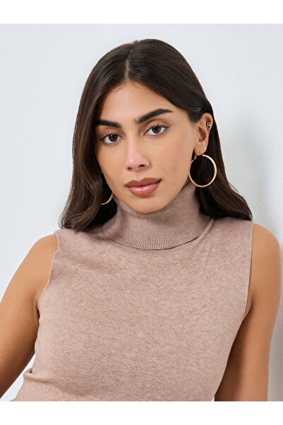 Styli Beige Sleeveless Flat Knit Midi Dress