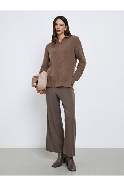 Styli Regular Fit Longline Quarter Zip Sweater