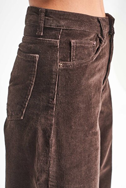 its basic Дамски кафяви 26w5-136 Palazzo Fit Stretch Slim-Fit кадифени панталони