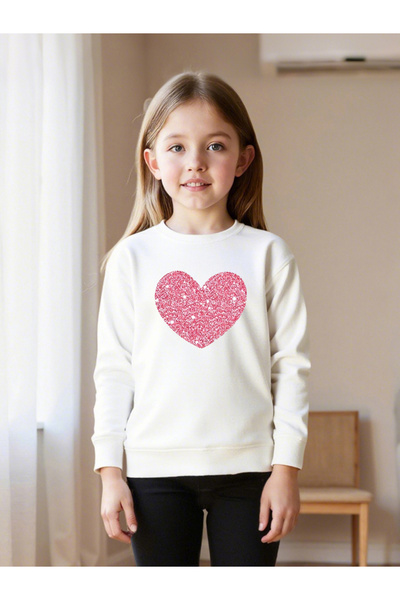 Take Two By Styli Girls Heart Print Sweatshirt and Leggings Set