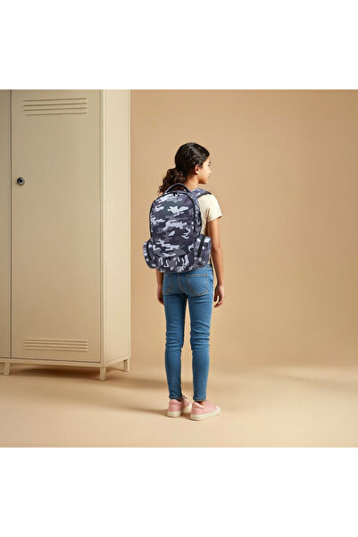 Juniors Camo Print Backpack with Adjustable Straps and Zip Closure - 18 inches
