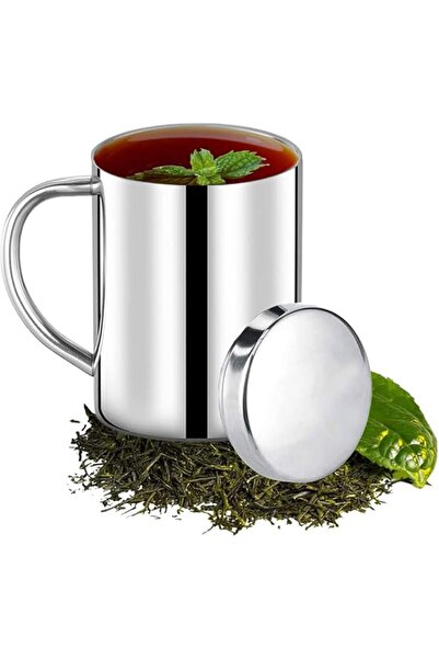 Goodern كوب معزول بالفراغ مزدوج الجدار مصنوع من الفولاذ المقاوم للصدأ 304، سعة 400 مل، مع غطاء ومقبض