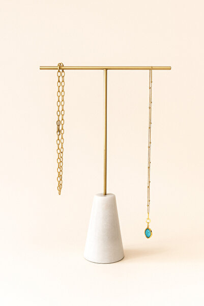 DMR HOME Marble Base Brass Jewelry Stand – Necklace, Bracelet, and Earring Or...