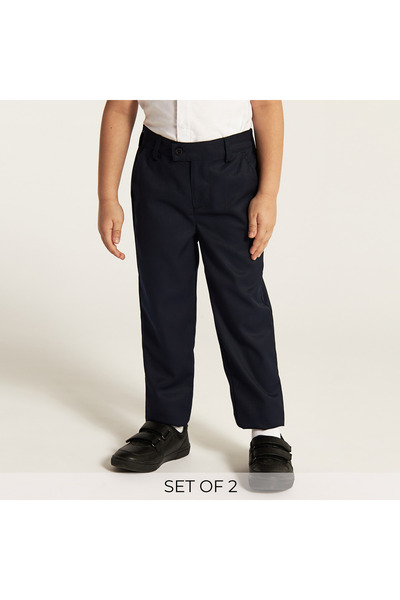 Juniors مجموعة من بنطالين كاملين سادة مع أزرار للإغلاق وجيوب