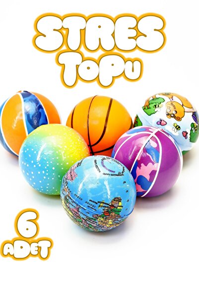 Telvesse 6 Adet Stres Topu PU Kedi Oyuncağı Eğitici Avuç Güçlendirici Yumuşak No Stres Toy Ball Top 6 cm