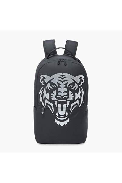 Juniors حقيبة ظهر بطبعة نمر مع أحزمة كتف قابلة للتعديل وسحاب للإغلاق - 18 بوصة