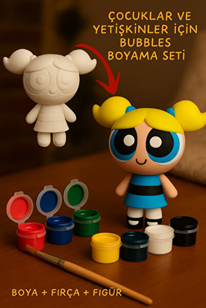hatish Bubbles Powerpuff Girls Boyama Seti – Fırça ve Boyalar Dahil, Çocuk ve...