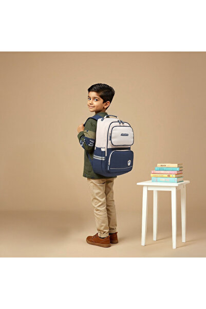 Juniors Colourblock Backpack with Adjustable Straps and Zip Closure - 15 inches