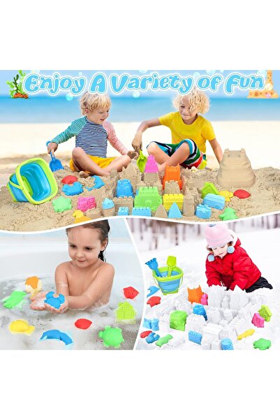 MACVI ® 22-Piece Kids Beach Toy Set, colorful, durable ABS, bucket, shovels & sand molds.