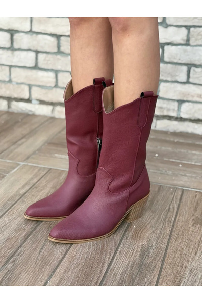 LOVE SHINE Alora Büyük Numara Uzun Kovboy Kadın Botu Suni Deri Western Stil