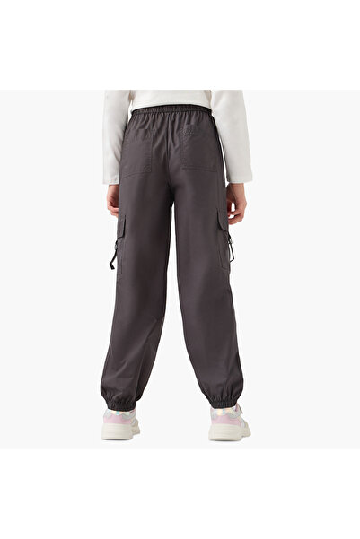 Juniors Solid Pants with Elasticated Waistband and Pockets