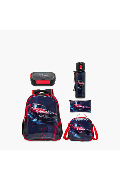 Juniors 5-Piece Car Graphic Print Backpack Set - 16 inches