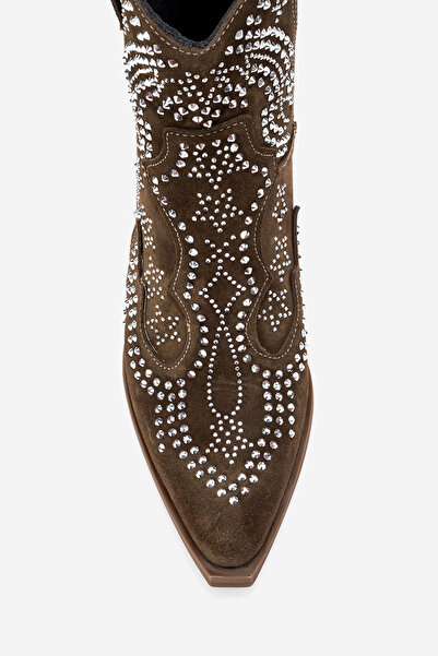 Dericlub Жіночі черевики з товстою підошвою та камінцями, справжня замша, ZY 1610 HAKİ