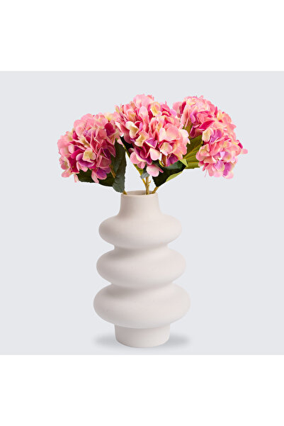 Artificiale Rolio Bouquet of 1, 3 or 5 Artificial Hydrangeas - Color Variations, 47 cm - Rose Red, 1 Stem