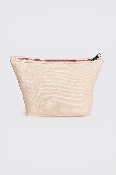 Royalty Розова козметична чантичка с цип в кремав цвят