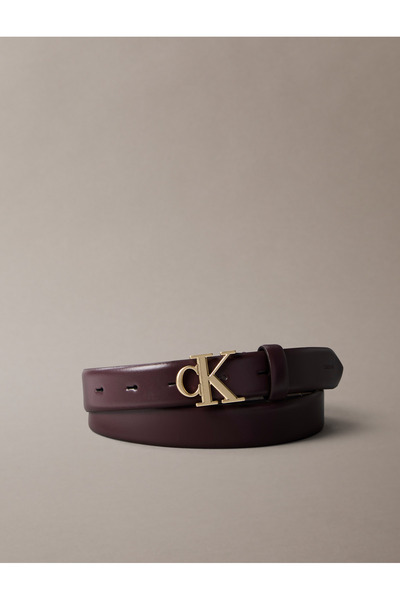 Calvin Klein حزام نسائي من الجلد الثابت بلون فادج/ذهبي فاتح عتيق بإبزيم أحادي...