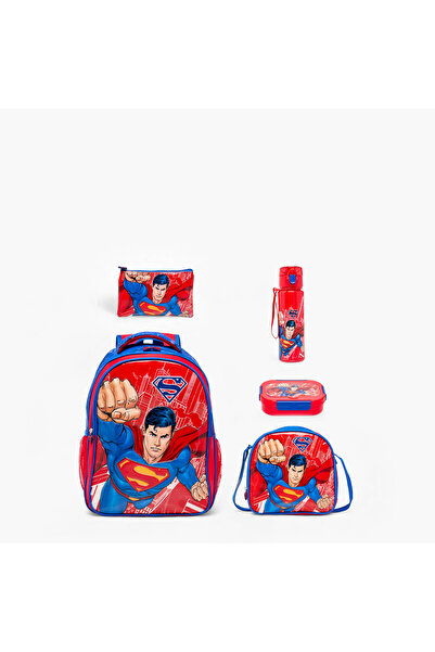 Warner Bros Superman Print 5-Piece Backpack Set -16 inches