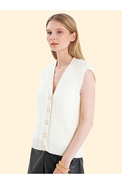 ikomteks Plush Knitwear Buttoned Vest