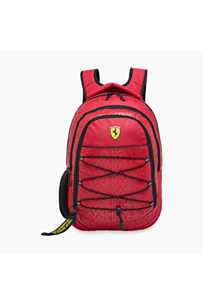 Ferrari Solid Backpack with Adjustable Straps and Zip Closure - 17 inches