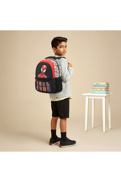 Marvel Spider-Man Print Backpack with Adjustable Straps and Zip Closure - 16 inches