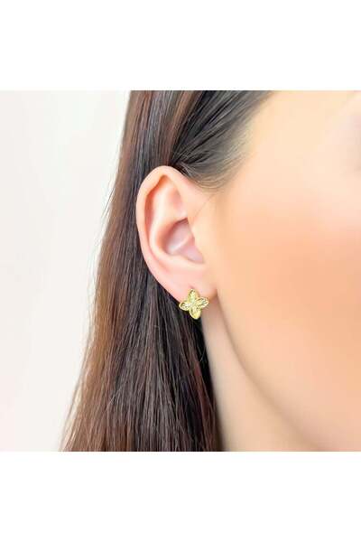 Bijuteria SORELLY Cercei cu flori texturate din argint placați cu aur