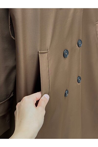 BENAHOLL Μακρύ παλτό με κορδόνια με κουμπιά Doresia-ZŞ6003 Σκούρο καφέ