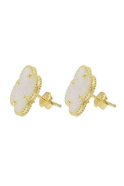 Bijuteria SORELLY Cercei din argint placat cu aur de 18k cu floare de sidef 1,5 cm