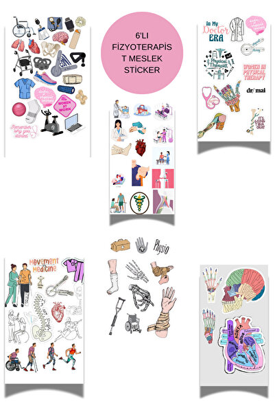 elviano مجموعة من 6 ملصقات مهنية لعلاجفيائي مناسبة للدفتر