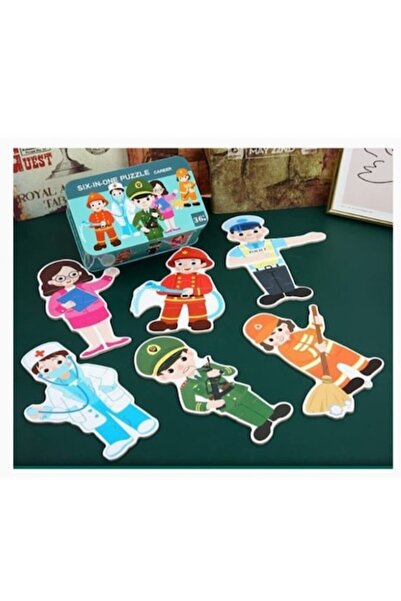 OEM Puzzle educativ - profesii, cutie metalică, 6 imagini, 3+ ani, carton
