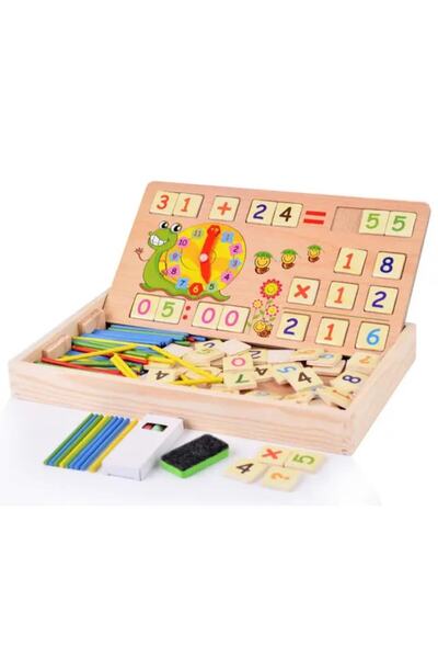 .YNNA Jucărie educațională multifuncțională numărătoare și matematică, tablă cu cretă, ceas de învățare