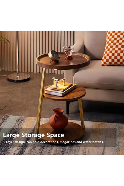 HXDream 3 Tier Side Table,Corner Table,End Table,Suitable for study, living room, bedroom 40*40*62CM