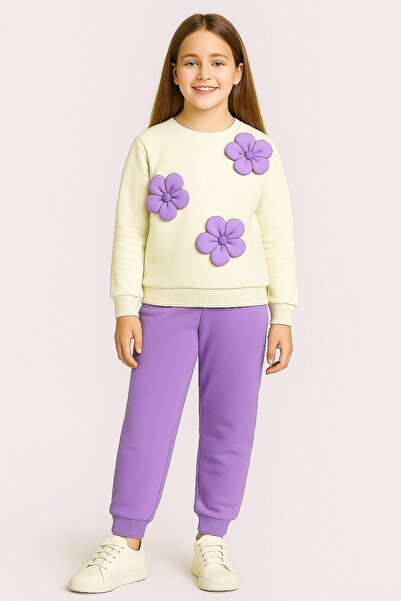 CiciTime Çocuk Modası Girl's Seasonal Top and Bottom Set with Frilly Sleeves