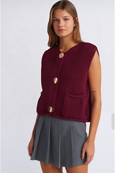 Mevsim Giyim Bordo Yelek
