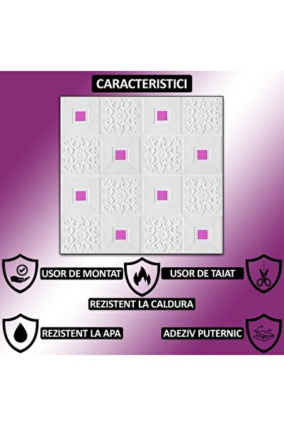 NEXTLY Panouri de perete autoadezive impermeabile 3D, acoperire 19,6 m², design modern alb-violet