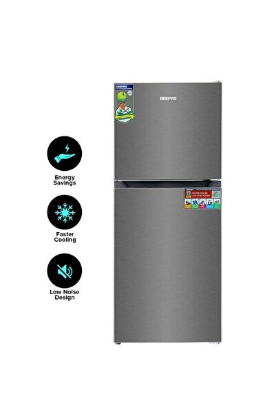 Geepas 250L Gross / 180L Net No-Frost Double Door Refrigerator GRF2522SXN - Grey