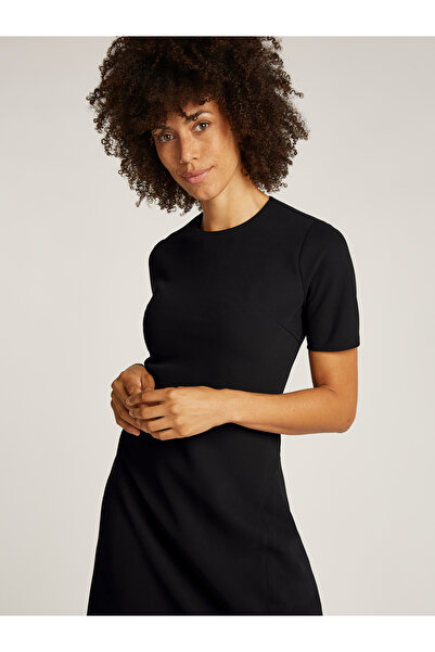Calvin Klein Women Black Heavy Crepe Fit & Flare Midi Dress