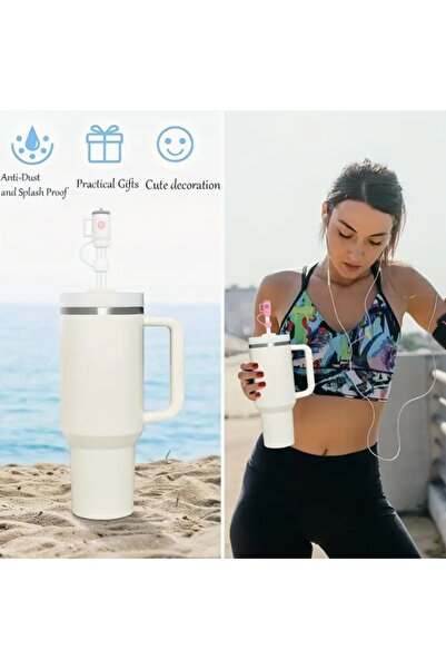 Buycobox 1 Piece Stanl. Straw Stopper Silicone Cover, for Thermoses 30&40oz Shaped Straw Sleeve for 10mm Diameter