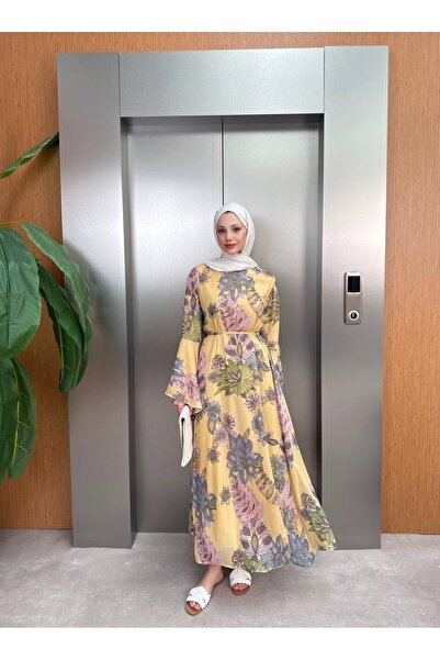 QUQA Şifon desenli elbise